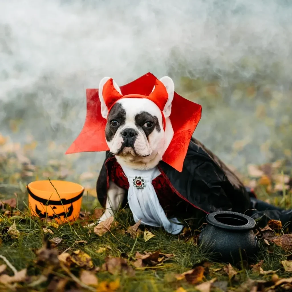 Piesek przebrany na Halloween